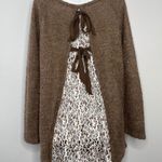A’REVE Brown Ivory Lace Fuzzy Sweater Size L Photo 1