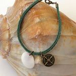 Handmade NEW! Very Cool Nautical Bracelet Suede Cord W Sea Shell & Compass Charms Photo 0