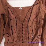 Free People NEW Free People Intimately Brown Regina Boho Long Sleeve Bodysuit, S Photo 3