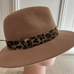 Halogen ‎ Wool Fedora Hat Tan Brown O/S Adjustable Animal Print Safari Photo 0