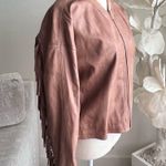 Sundance Fringe Leather Long Sleeve Brown Jacket Size 10 Photo 2