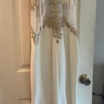 Prom dress white with gold beading. so beautiful! worn once Photo 3