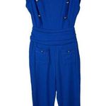 INC International Concepts SZ 0 Cropped Romper Jumpsuit Stretch Pockets Blue Photo 0