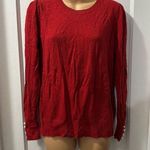 Loft Red Long Sleeve Sweater with Pearl Accents on Sleeves in M Photo 0