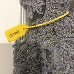 La Femme Silver Crepe Chiffon Embellished Bodice Gown 12 Style 23286 Photo 10