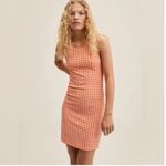 Mango NWT NNG Vichy Check Dress Gingham Orange Stretch Photo 1