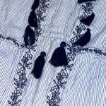 Westport | Seersucker Tassel Front Blue & White Lightweight Jacket Topper | XL Photo 3