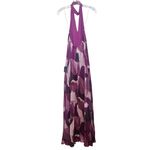 Lulus  Pink Print Pleated Satin Halter Maxi Dress NWT Size XS Wedding Guest Dress Photo 3