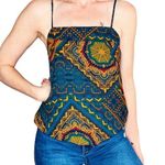 Allison Joy NWT Women’s Teal Tribal Abstract Printed Tank Top Photo 0