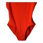 Solid & Striped Swimsuit Women Medium Orange Candy Red Gemma Rib Knit One Piece Photo 5
