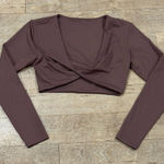 Vitality Brown Long Sleeve Athletic Crop Top Size Medium Photo 0