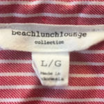 BeachLunchLounge red and white striped button up long sleeve shirt, size Large. Photo 1