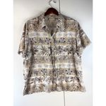 Alfred Dunner Floral Button Down Shirt Short Sleeve Neutral Print 18W Photo 2