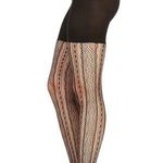 Spanx Star Power Center-Stage Double Diamond Stripe Shaping Tights Black Size C Photo 0