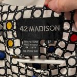 Funky 80’s geometric primary colors silky chunky button blouse 42 Madison Red Size 12 Photo 6