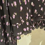 ZARA  black floral v neck blouse with ruffled waist EUC Photo 3