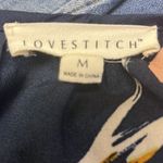 Lovestitch  Navy Floral with Tassel Keyhole Tie and Elastic 3/4 Sleeves- Medium Photo 9