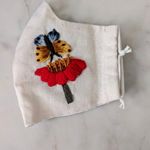 Butterfly Handmade Embroidered Pocket Filter Face Mask Photo 1