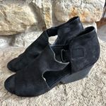 Eileen Fisher  Black Leather Open Peep Toe Chunky Block Heeled Shoes Sandals 8 Photo 2