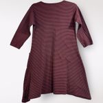 Cut Loose XS Dress 3/4 Sleeve Striped Pockets Shift Maroon Midi Raglan Cozy $129 Red Photo 3