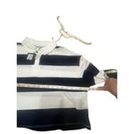 Charlotte Russe  Collard Stripped Crop Top Sz XL Black/Ivory NWT Photo 2