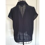 Treasure & Bond  Women's Top Button Down Cap Sleeve Collared V-Neck Navy Blue (S) Photo 2