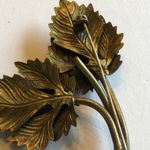 Vintage Brass Layered Leaf Brooch Shoulder Pin Photo 5