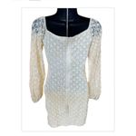 Privé Revaux Prive Revaux Women's Cream Lace Long Sleeve Ruched Bodycon Dress Size Small Photo 1