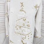 Vintage 90s JK Designs Christmas Tree Chunky Oversized Sweater White Gold 18 Photo 5