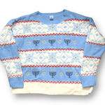 Celebrate Hanukkah Crewneck Pastel Blue Knit Pullover Sweater Menorah Star XXL Photo 0