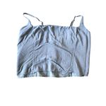 Abercrombie & Fitch Blue Square Neck Linen Blend Cropped Top Large EUC Photo 5