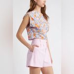 Open Edit  Floral One-Shoulder Top and Pink Shorts Set Photo 2