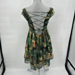 Urban Outfitters  Justine Printed Lace-up Mini Dress In Neutral Multi Photo 5