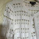 Jones New York Crochet White Cardigan Sweater with Intricate Lacy Pattern Small Photo 5