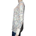 Tory Burch  Size 2 Blue Pink Silk Snake Print Dahlia Jacquard Split V-Neck Tunic Photo 2