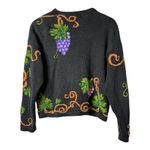 Vintage Design Options by Philip & Jane Gordon Grape Cardigan Sweater Size Large Black Photo 3