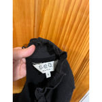 Sea NY Iris Eyelet Black Peasant Balloon Sleeve Wool Cotton Mock Neck Sweater Photo 5