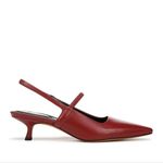 Vince Venice Slingback Pointed Toe Kitten Heel Pump In Crimson Red Leather US 8 Photo 1
