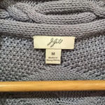 J. JILL Gray Knit Short Sleeve Cardigan Size Medium Cable Knit Chunky Open Front Gray Photo 1