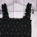Aritzia Wilfred Luella smocked mini dress in a black with green leaf print Photo 6