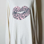 Wildfox Oatmeal Leopard Kiss Lips Sweatshirt Photo 0