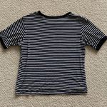 American Dream Striped Crop Top T-Shirt Blouse Black White Soft Stretchy XS GUC Photo 6