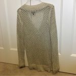 EXPRESS size medium tan and gold sparkly oversized v neck sweater Photo 4