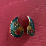 Vtg Cloisonné Earrings Multi Photo 3