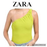 ZARA asymmetrical one shoulder bodysuit pistachio green size S NWT Photo 1