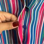 NYDJ Curves 360 Multicolor Striped Long Sleeve Blouse XL Semi Sheer Workwear Photo 6