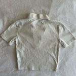 ZARA  Cropped White Ripped V Cut Collared Shirt Photo 2