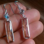Simulated Champagne Color Diamond Sterling Silver Dangle Earrings Photo 6