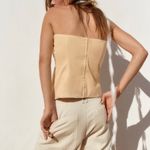 ZARA NWOT gabardine light, yellow, zipper, back strapless button front tube top Photo 3
