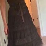 BCBG Maxazria Strapless Feather Trim Cocktail Dress Tiered Black Women's 12 Photo 1